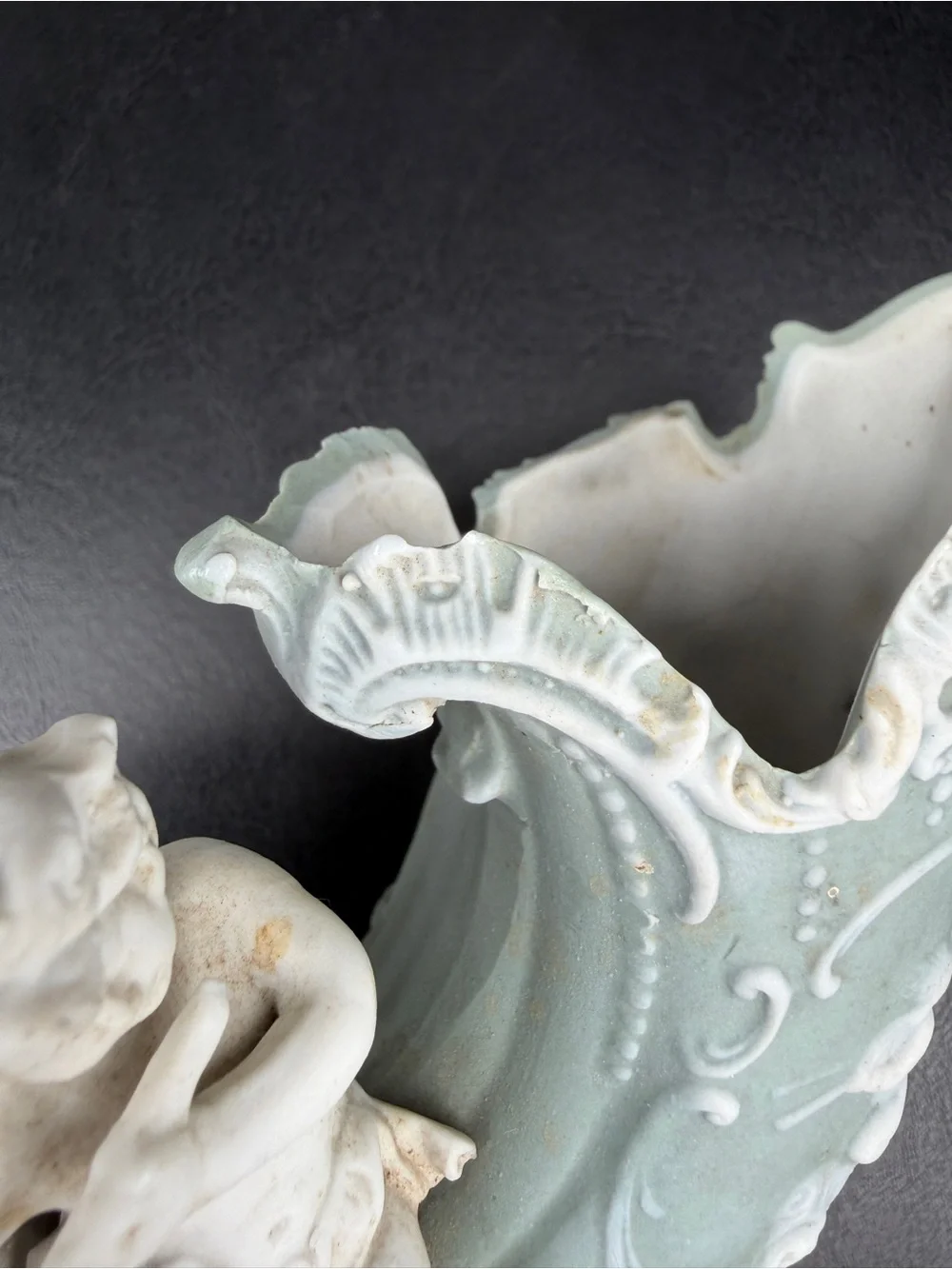 VINTAGE Rococo Cherub Bisque Vase